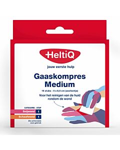 HeltiQ Gaaskompres Medium 5 x 8,5 cm (zestientje) 16 st.