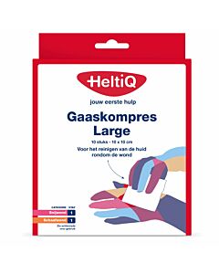 HeltiQ Gaaskompres Large 10 x 10 cm 10 st.